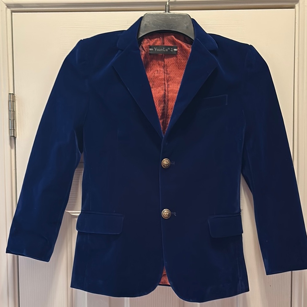 NWOT Yuan Lu Blue Velvet Blazer